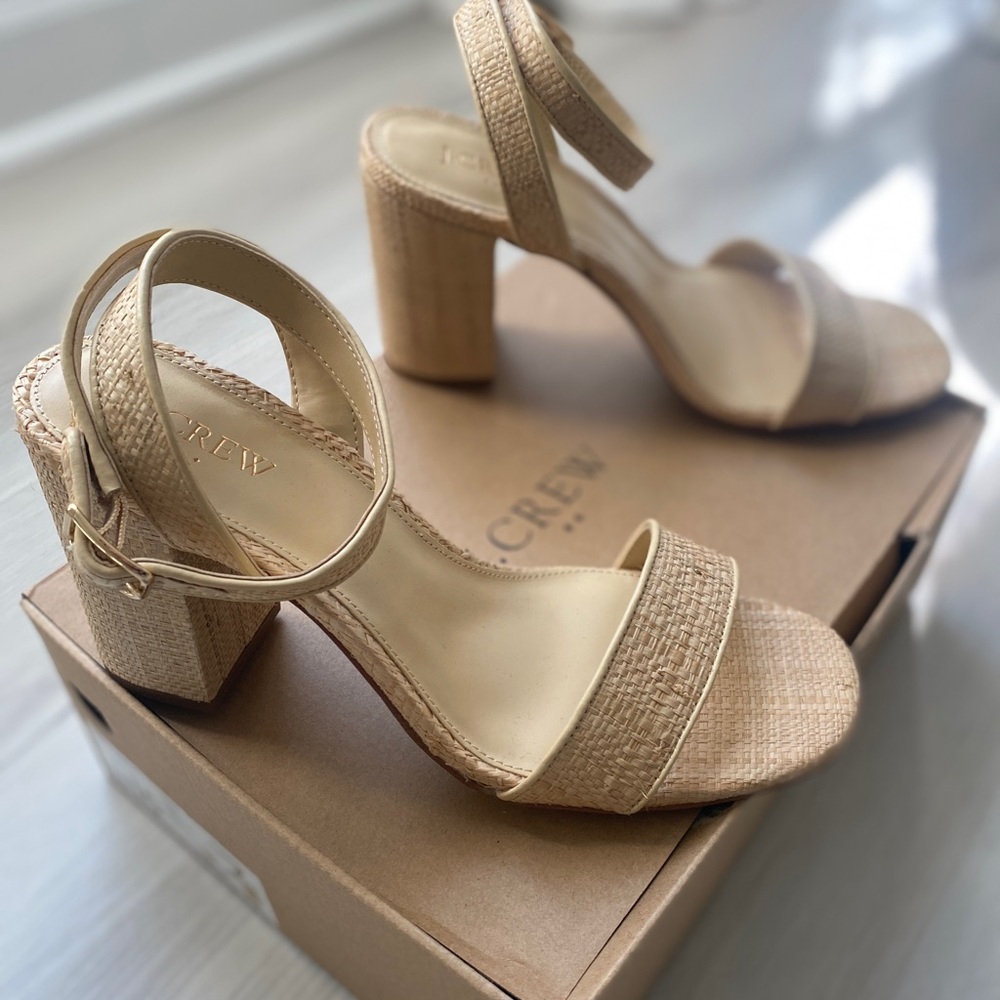 J. Crew Beige Block Heel Sandals